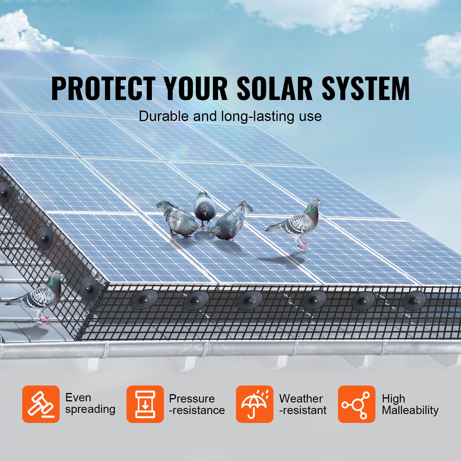 Solar Panel Bird Guard Kit Rust-proof Pvc Coated Wire Mesh Roll_voghion.com
